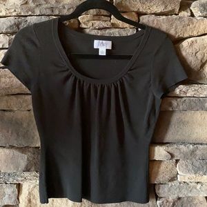 Loft scoop neck short sleeve sweater black size S
